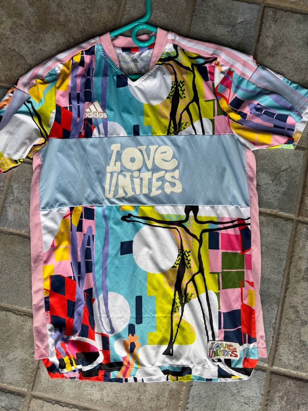 Rare,Adidas  'Love Unites' Multicolor Graphic Tee - unisex